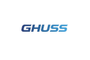 Blauw GHUSS-logo op een witte achtergrond