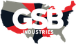 GSB Industries logo over a map of the United States; red, gray, and black sections.