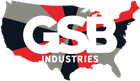 GSB Industries logo over a map of the United States; red, gray, and black sections.