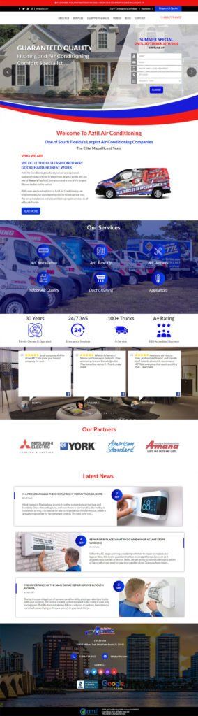 a screenshot of a website for a heating and cooling company .