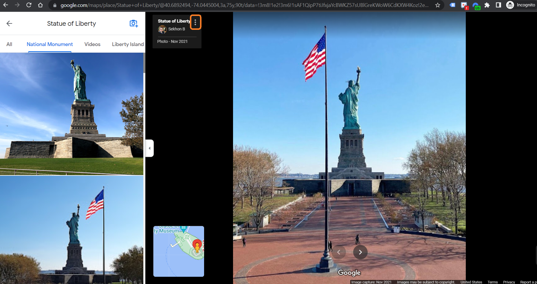 Statue of Liberty Google Maps Image