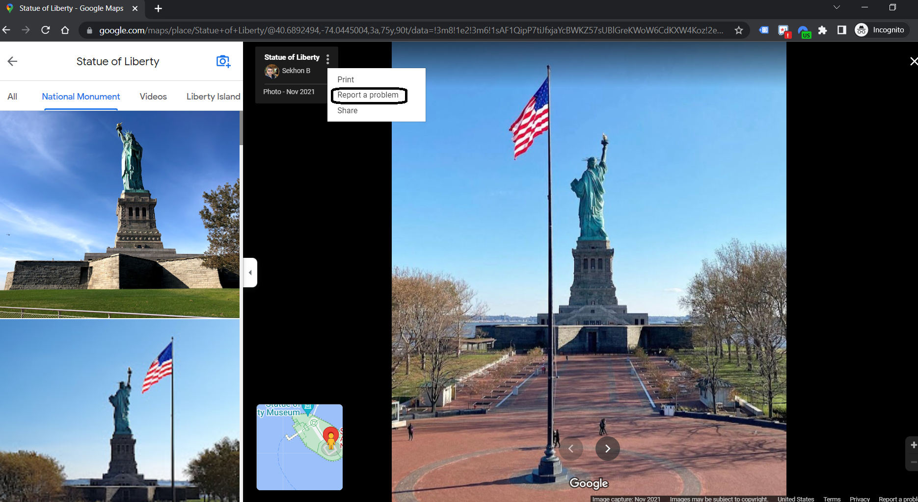 Statue of Liberty Google Map Imge 2