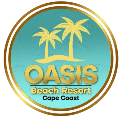 A logo for oasis beach resort cape coast