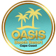 A logo for oasis beach resort cape coast