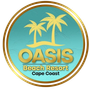 A logo for oasis beach resort cape coast