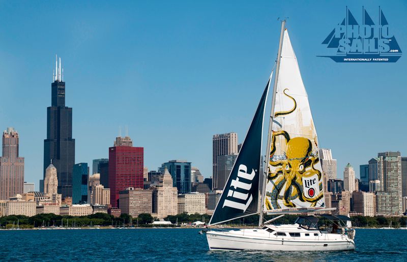 A sailboat with the word lite on the sail