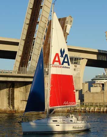 A sailboat with the letters aa on the sail
