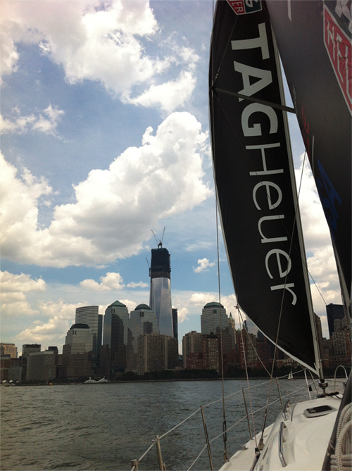 A sailboat with the word tagheuer on the sail