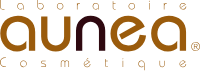 Logo d'Aunea, laboratoire de cosmétiques. Texte marron et noir sur fond blanc avec un symbole de marque déposée.
