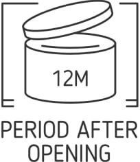 Symbole du pot ouvert avec « 12M » et le texte « PÉRIODE APRÈS OUVERTURE ».