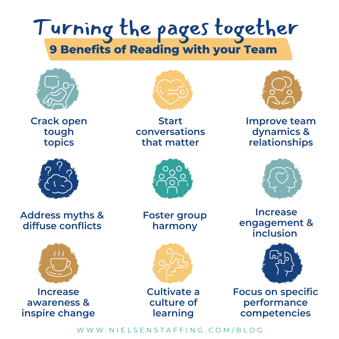 image that summarizes nine benefits of reading together from our blog