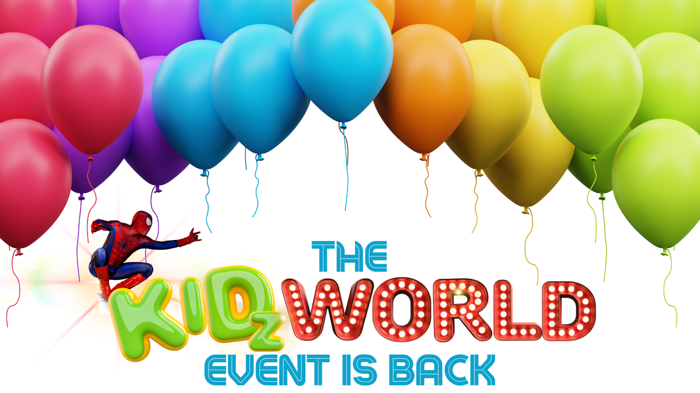 The kid world event is back with balloons and a spiderman