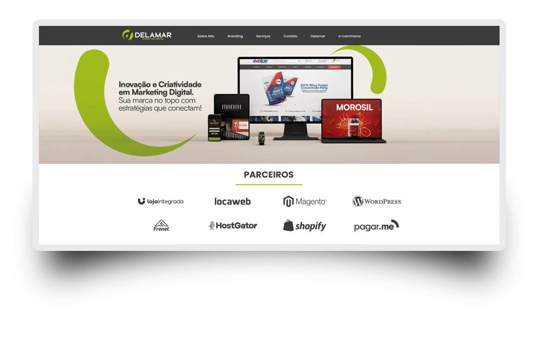 Criamos o seu site institucional, landing pages, páginas de conversão e muito mais. Delamar Soluções Digitais
