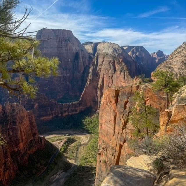 View of the spine of Angels Landing in Zion National Park