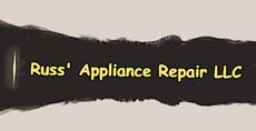 A piece of torn paper with russ ' appliance repair llc written on it