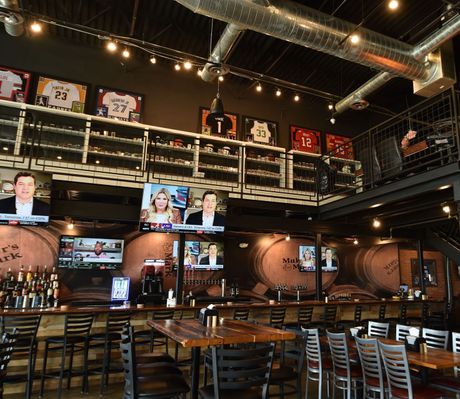 Kaboom Bros Cards mezzanine style space above Park Grille & Bar