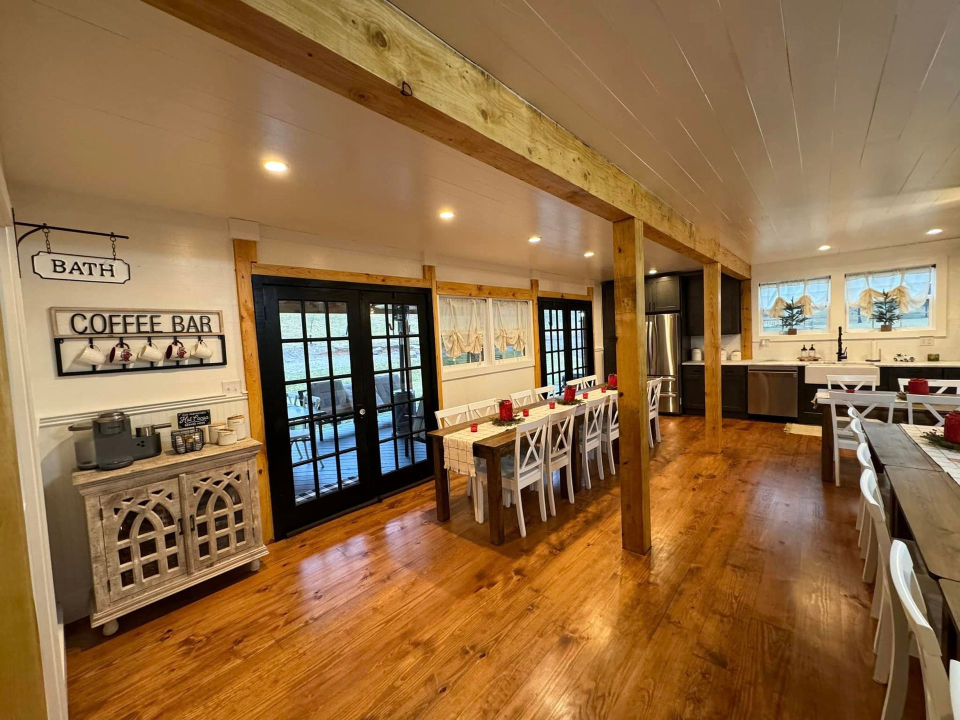 There is a coffee bar in the middle of the room.