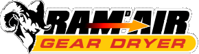 A logo for ram air gear dryer with a ram on it