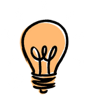 A cartoon drawing of a light bulb on a white background.