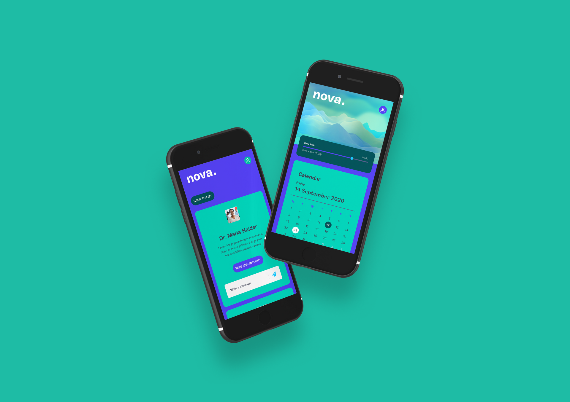 Two phones are sitting next to each other on a blue background.