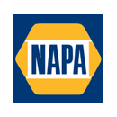 The napa logo is yellow and blue and looks like a stop sign.