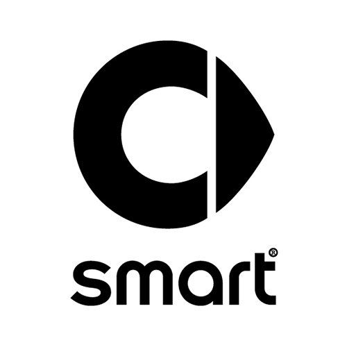 The smart logo is a black and white logo with an arrow pointing to the right.