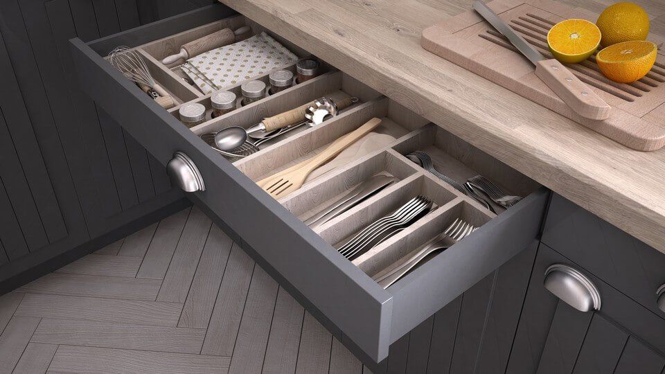 opened kitchen drawer