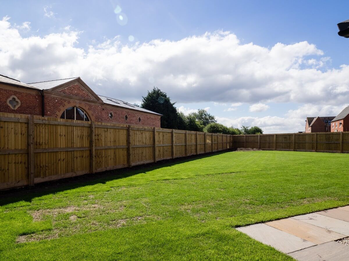 full view of green grass back yard