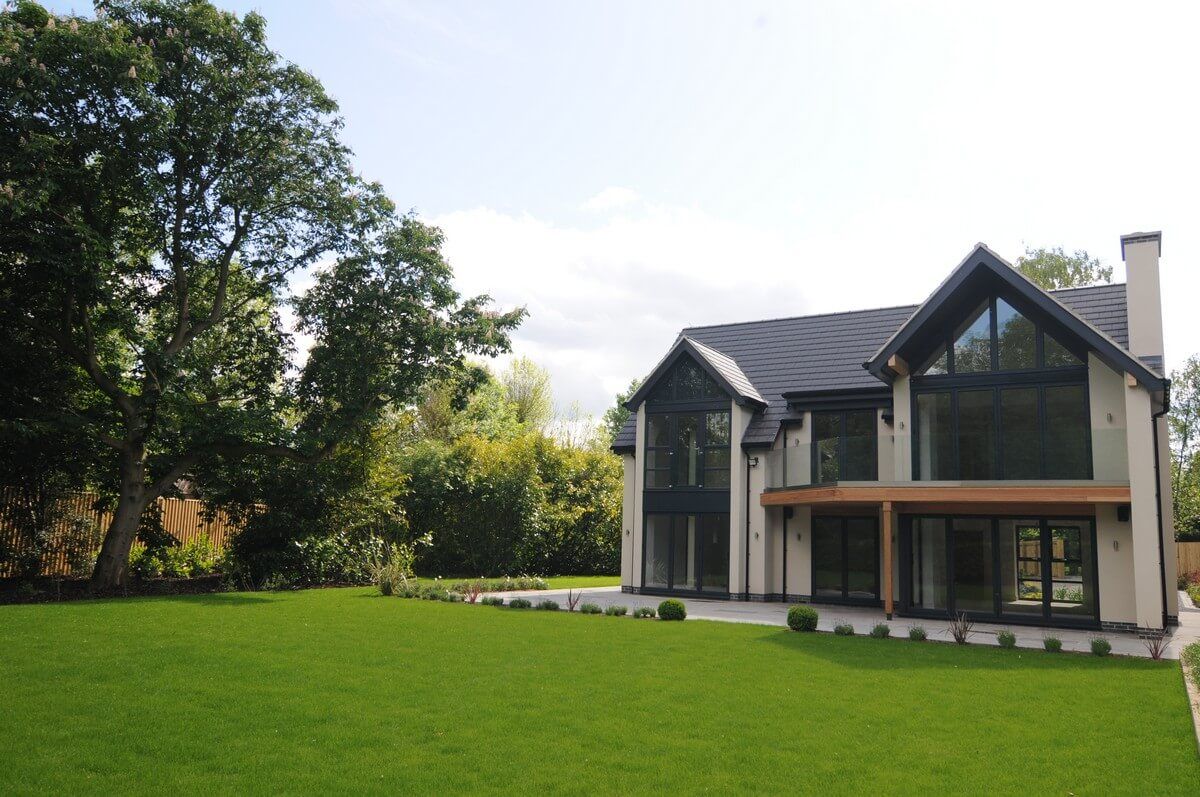 side view of house and garden