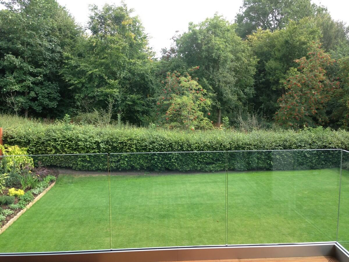 front view of green grass garden