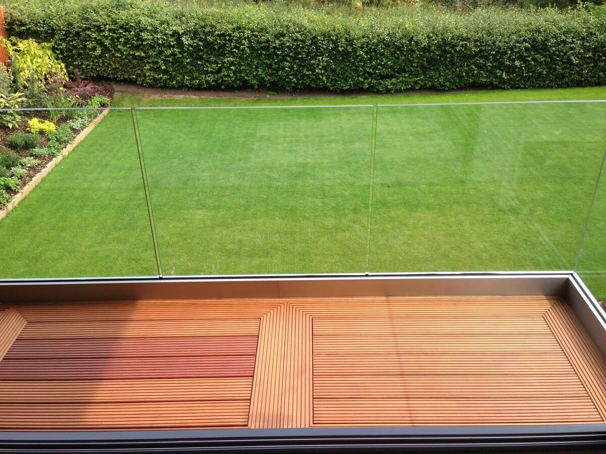 garden view from wooden balcony