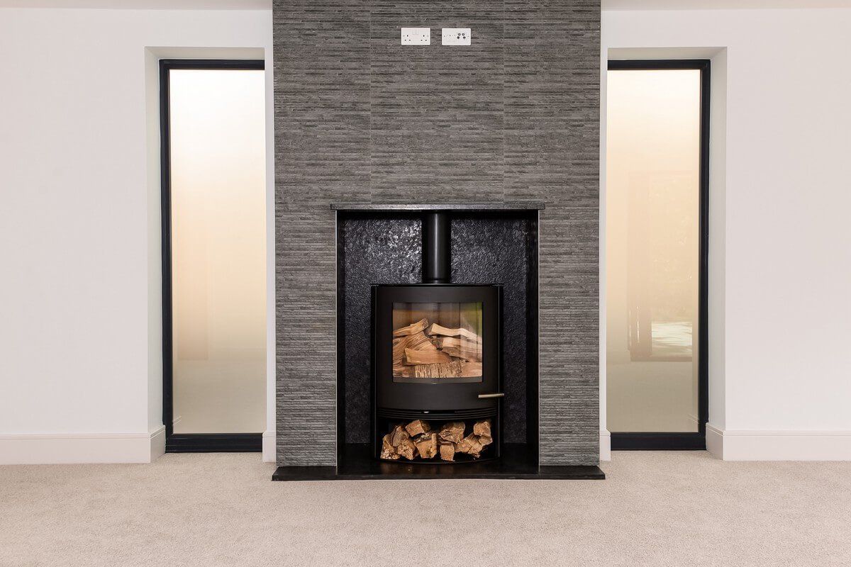 front view of fireplace