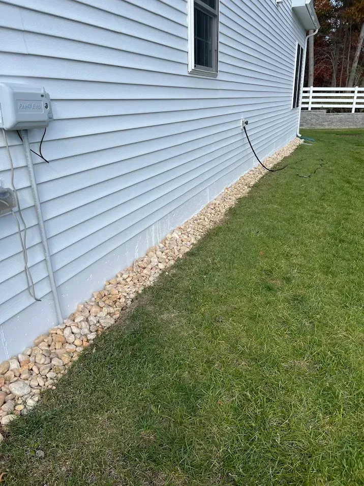 White foundation painting project completed by professional painters in Bucks County, PA.