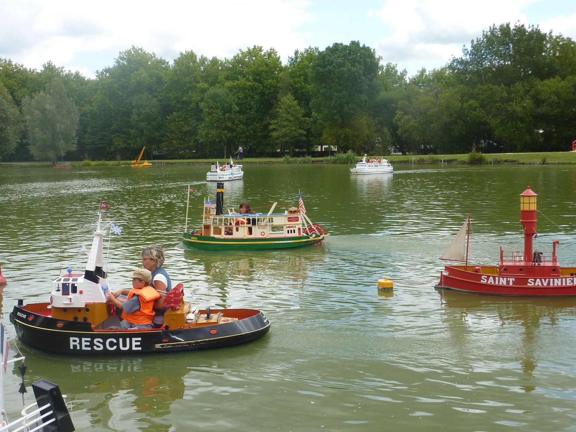 mini boats on a lake in saint savinien, France