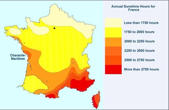 a pictogramme of France showing the hot areas