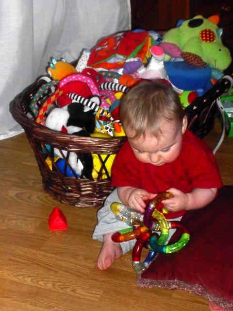 baby playing with toys