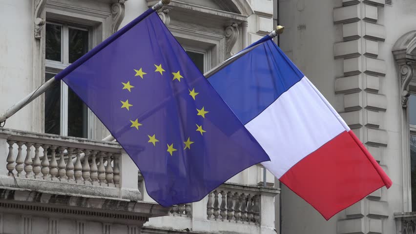 French and European flags