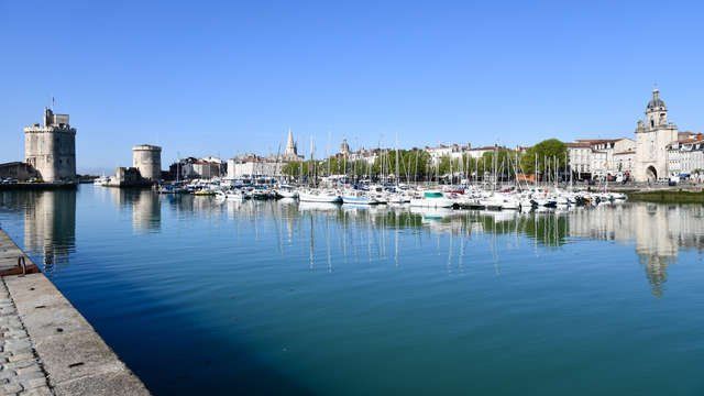 View of the port of La Rochelle with boats in the harbour