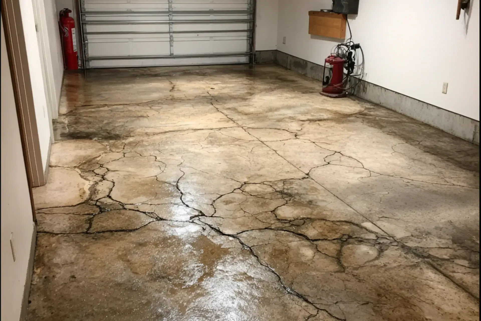 damaged concrete before epoxy flooring Clermont FL