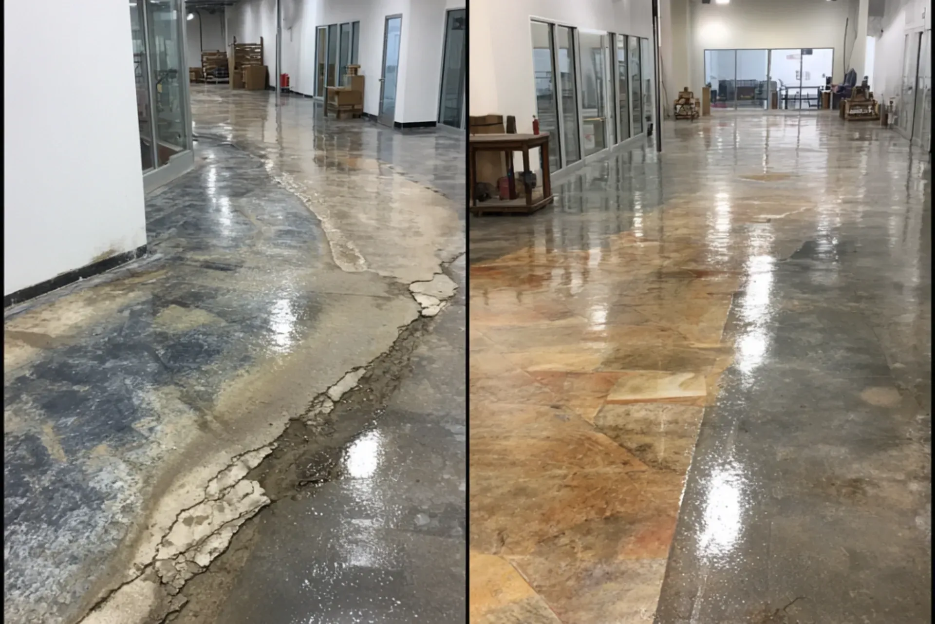 epoxy glossy flooring solution for damaged concrete in Groveland
