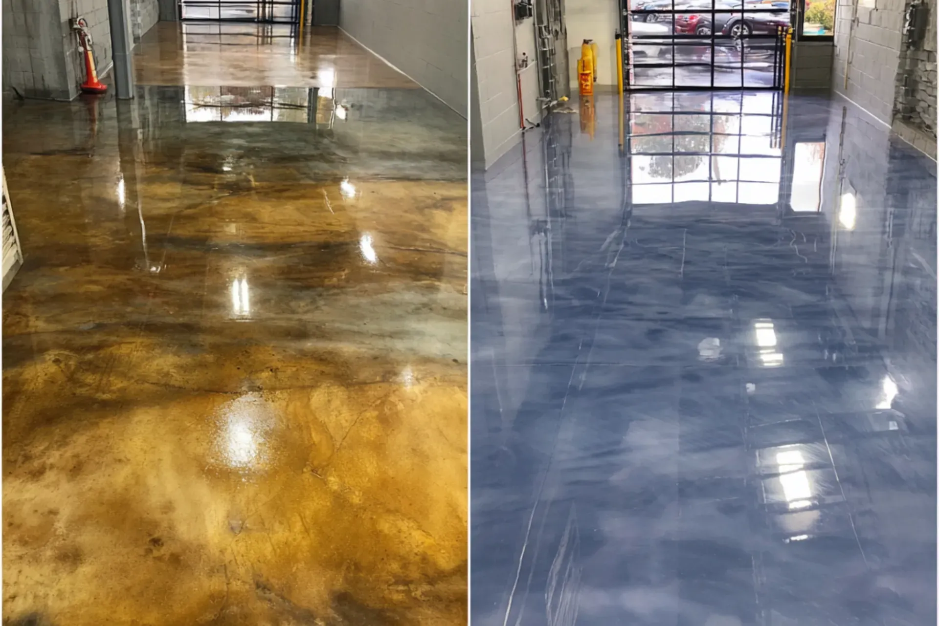Concrete floor transformed into metallic epoxy in Orlando