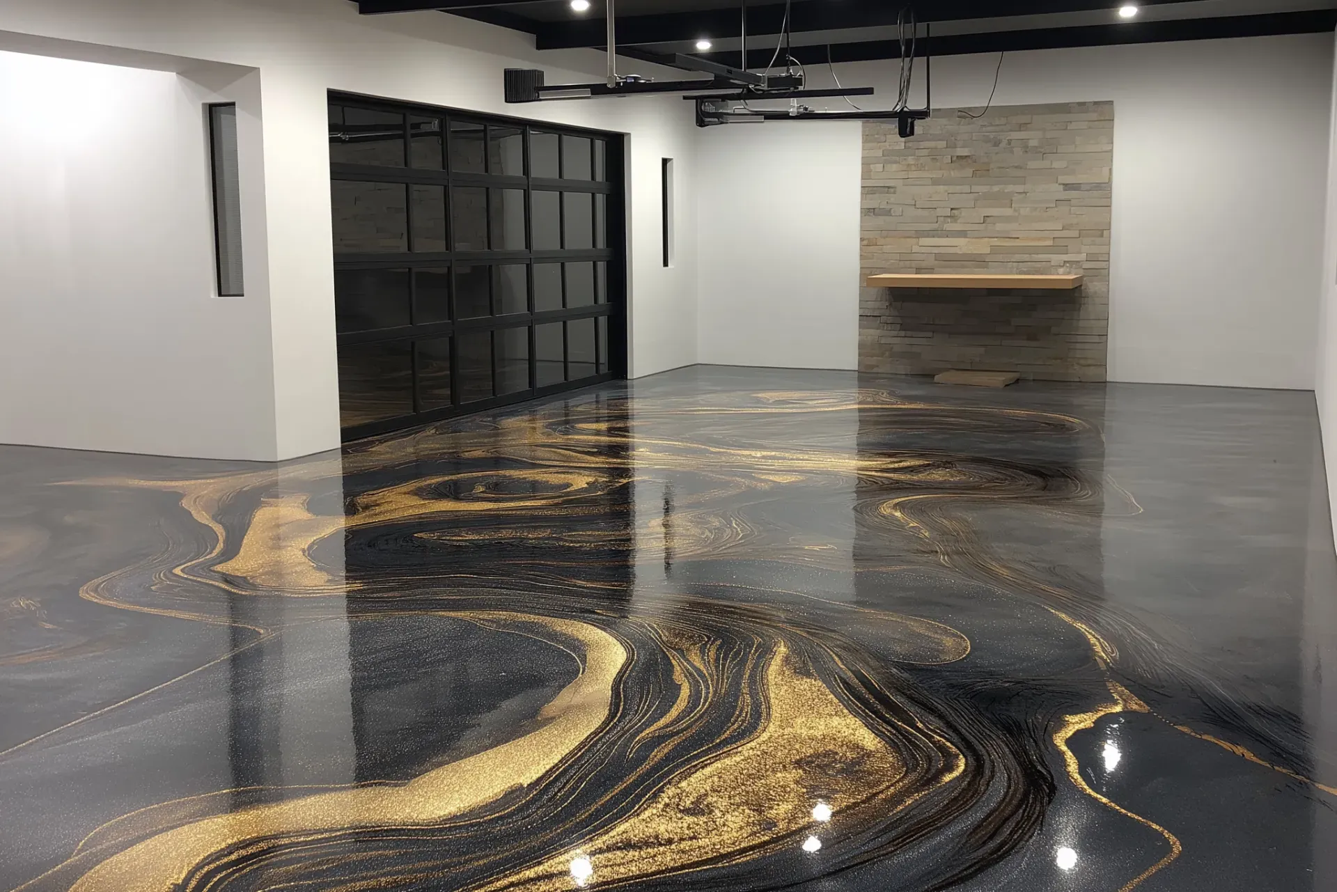 Luxury metallic epoxy flooring in Orlando residence