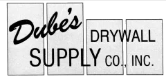 A black and white logo for duke 's drywall supply co. inc.