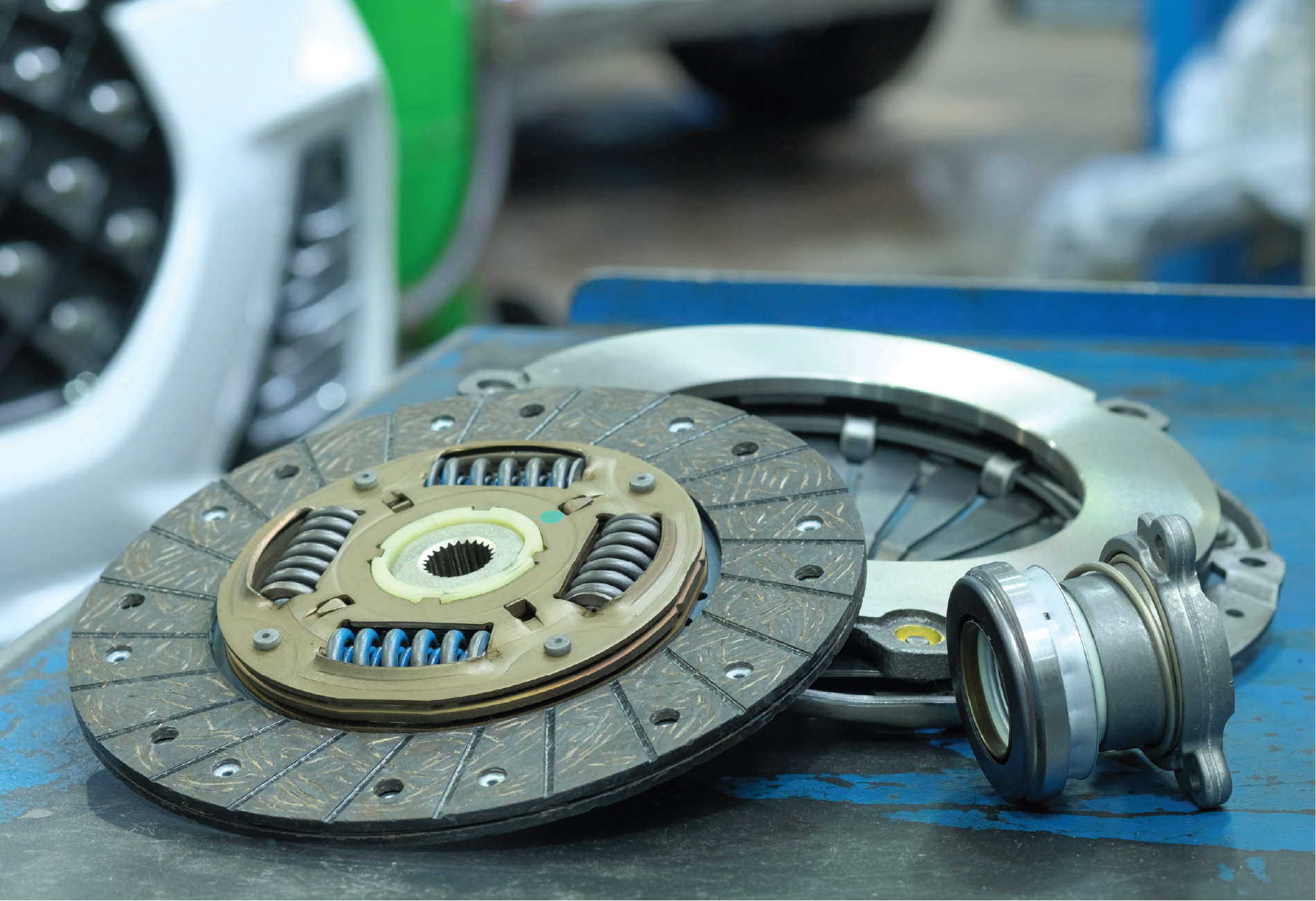 A close up of a clutch disc on a table