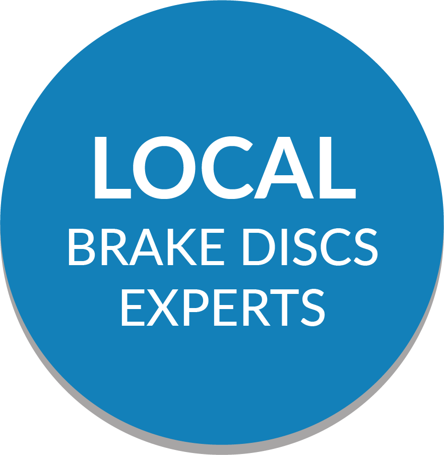 A blue circle with the words local brake discs experts on it