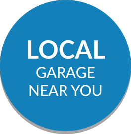 A blue circle with the words `` local garage near you '' on it