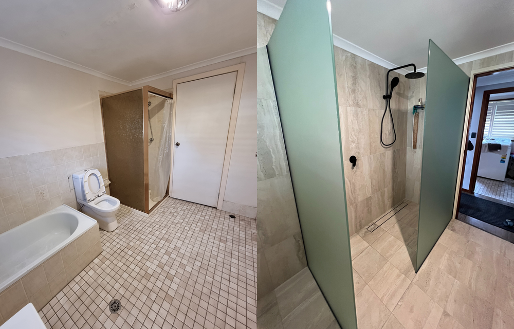 A Bathroom with A Toilet, Bathtub and Shower — L.L Projects in Wingham, NSW