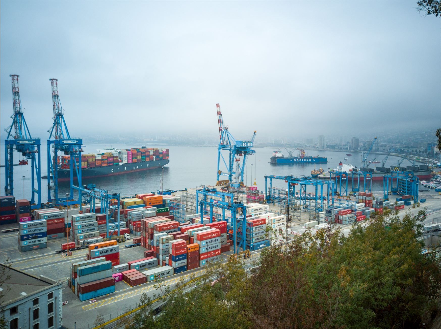 Port with Ships Representing the Supply Chain Issues Caused by the Covid-19  Pandemic