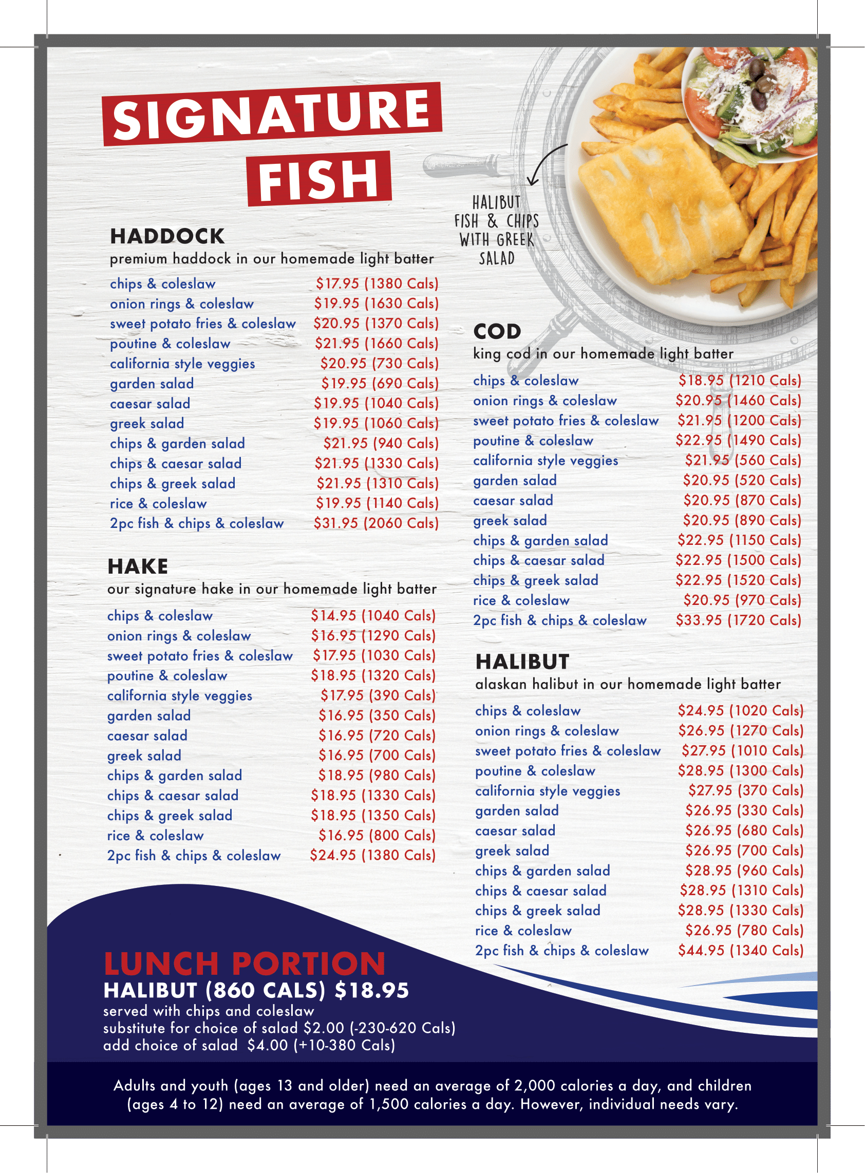 Halibut House lunch and dinner menu