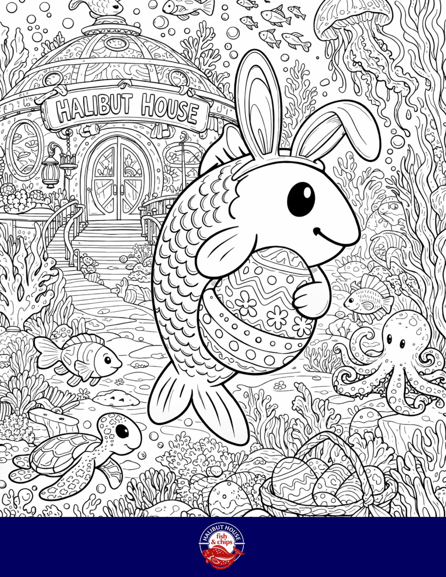 Halibut House colouring contest sketch